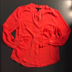 NWOT Bright Salmon Fan-Out Cuff Blouse
